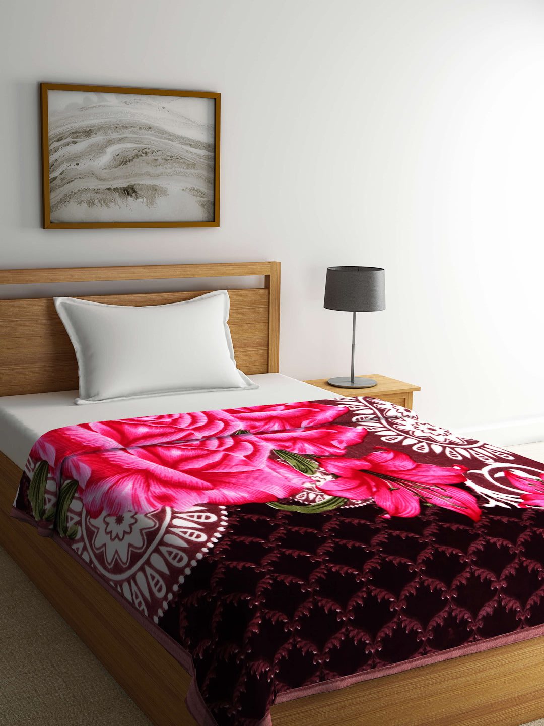Arrabi Multi Floral Polyester 950 GSM Full Size Single Bed Blanket (215 X 150 cm)