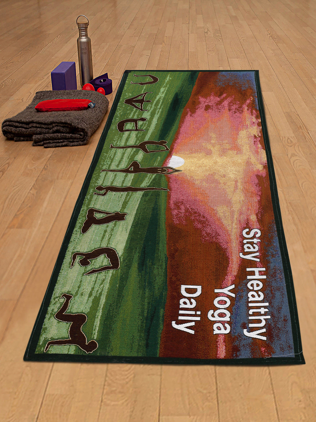 Arrabi Multi Graphic Cotton Blend  Yoga Mat (175 x 65 cm)