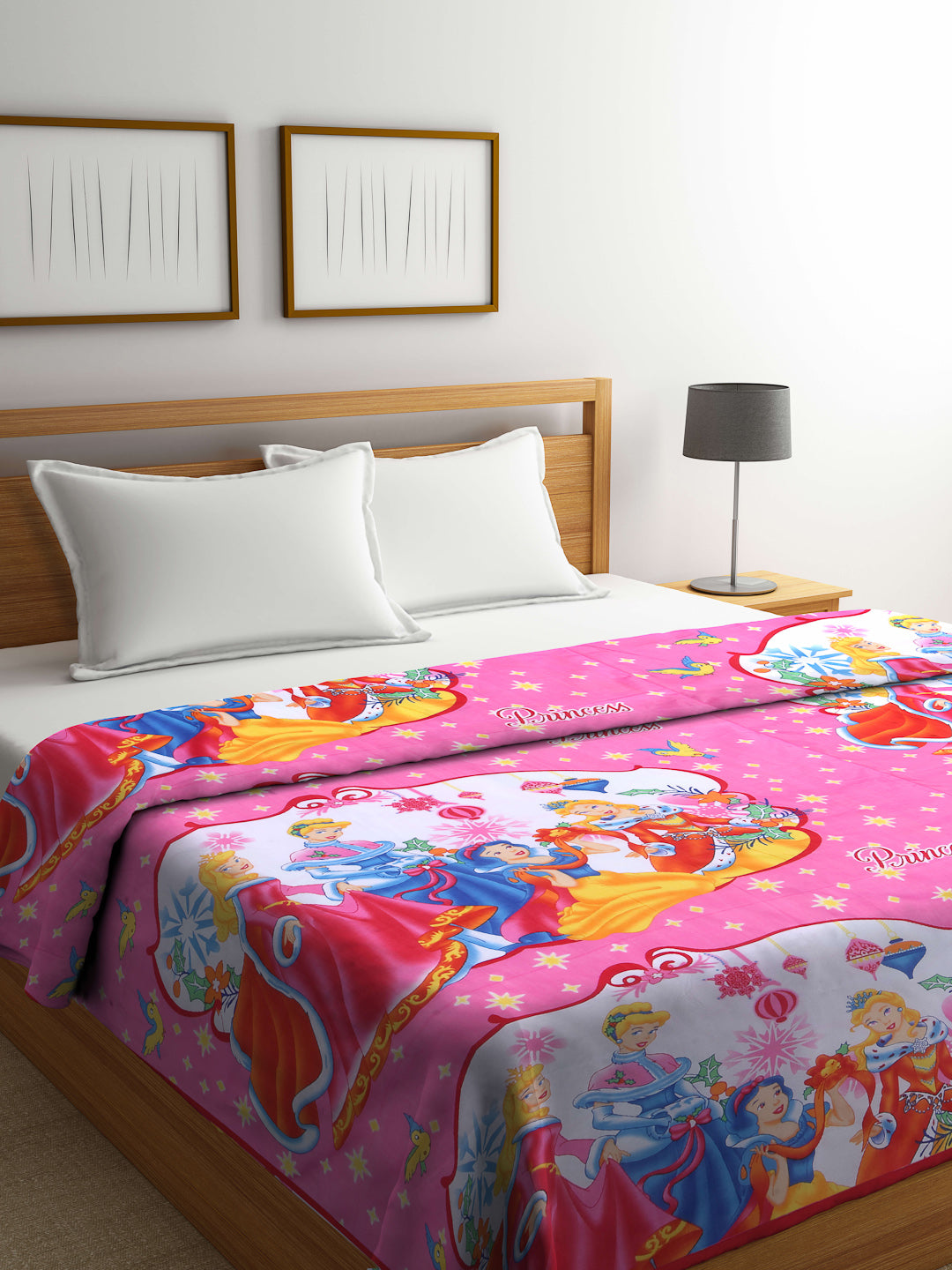 Arrabi Pink Cartoon TC Cotton Blend 300 GSM King Size Double Dohar (240 x 210 cm)