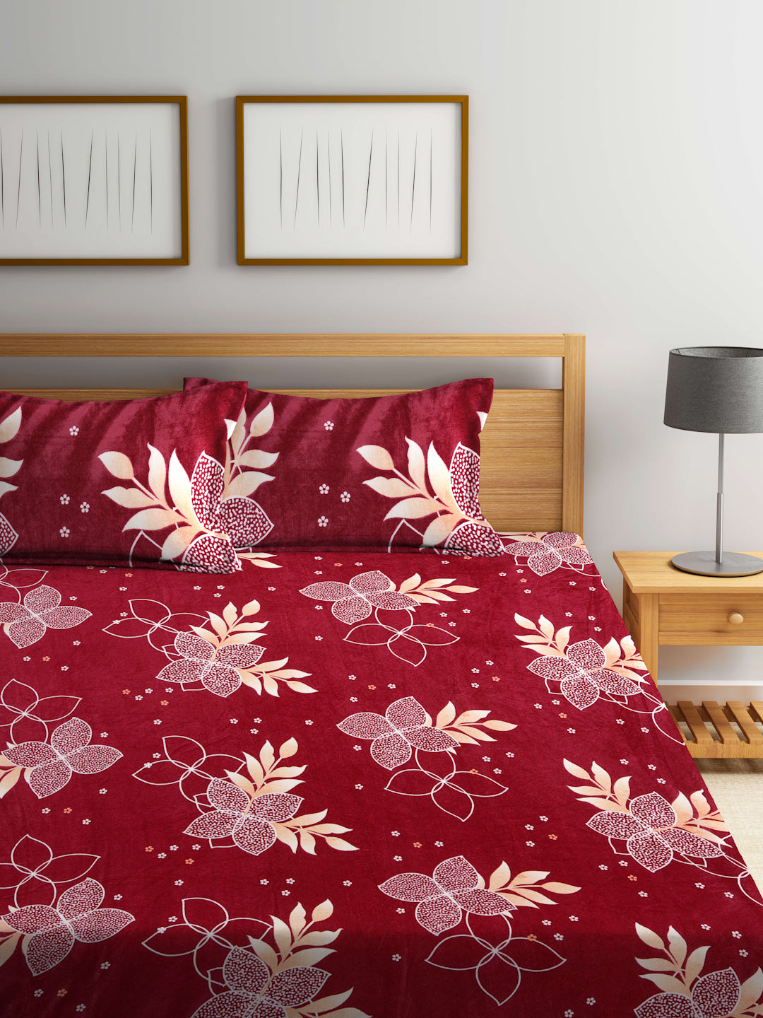 ARRABI® King Size Winter Woolen Bedsheet with 2 Pillow Covers (235 X 215 cm)