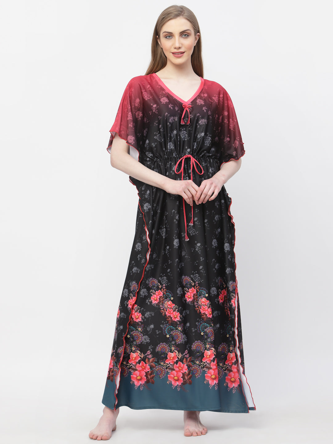 Arrabi Women Multi Floral Kaftan Dress