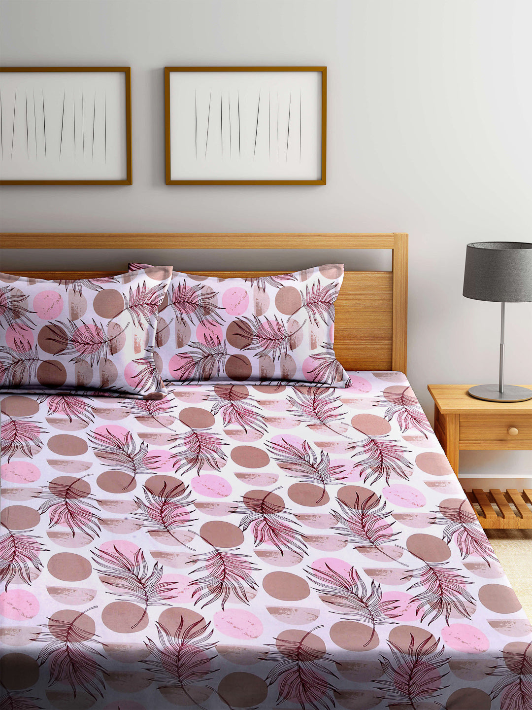 Arrabi Multi Floral 100% Cotton King Size Double Bedsheet with 2 Pillow Covers (250 X 215 cm)
