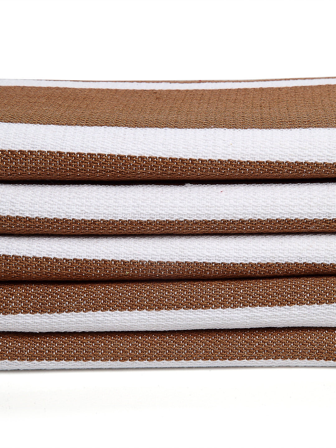 Arrabi Brown Stripes Handwoven Cotton Hand Towel (Set of 5) (85 X 35 cm)