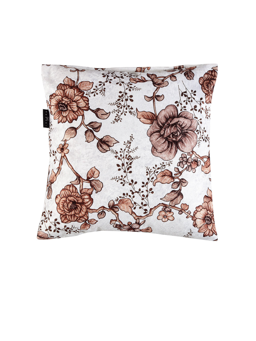 Arrabi Brown Floral TC Chenille Cotton Blend Cushion Covers (Pack of 5) (40 x 40 cm)