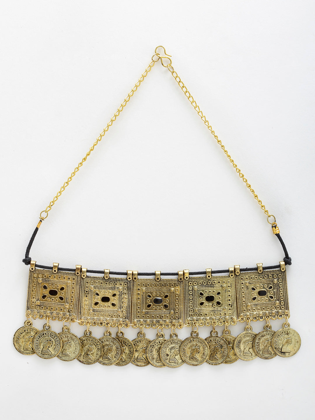 Arrabi Gold Oxidised Necklace (30 cm)