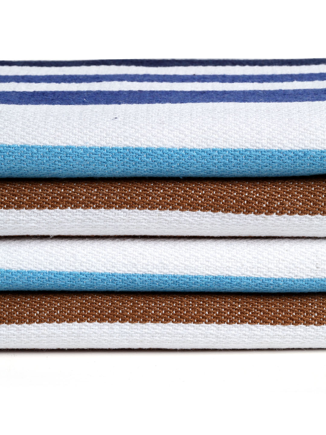 Arrabi Multi Stripes Handwoven Cotton Hand Towel (Set of 4) (85 X 35 cm)