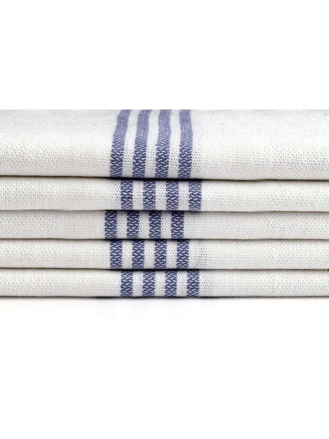 Arrabi Blue Solid Handwoven Cotton Hand Towel (Set of 5) (90 X 35 cm)