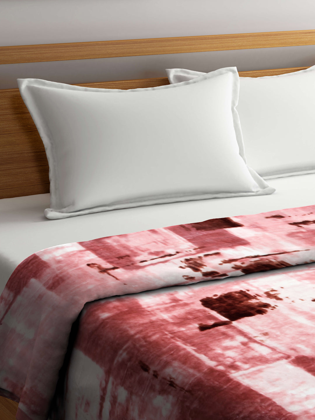 Arrabi Pink Abstract Wool Blend 950 GSM Full Size Double Bed Blanket (230 X 200 cm)