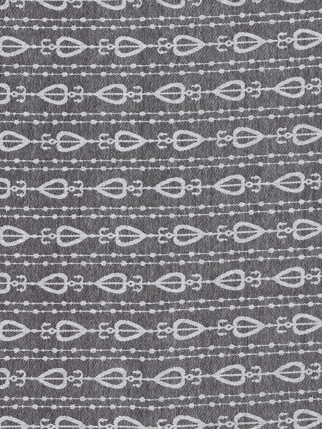 Arrabi Grey Set of 6 Stripes Handwoven Cotton Diwan Set (225 x150 cm)