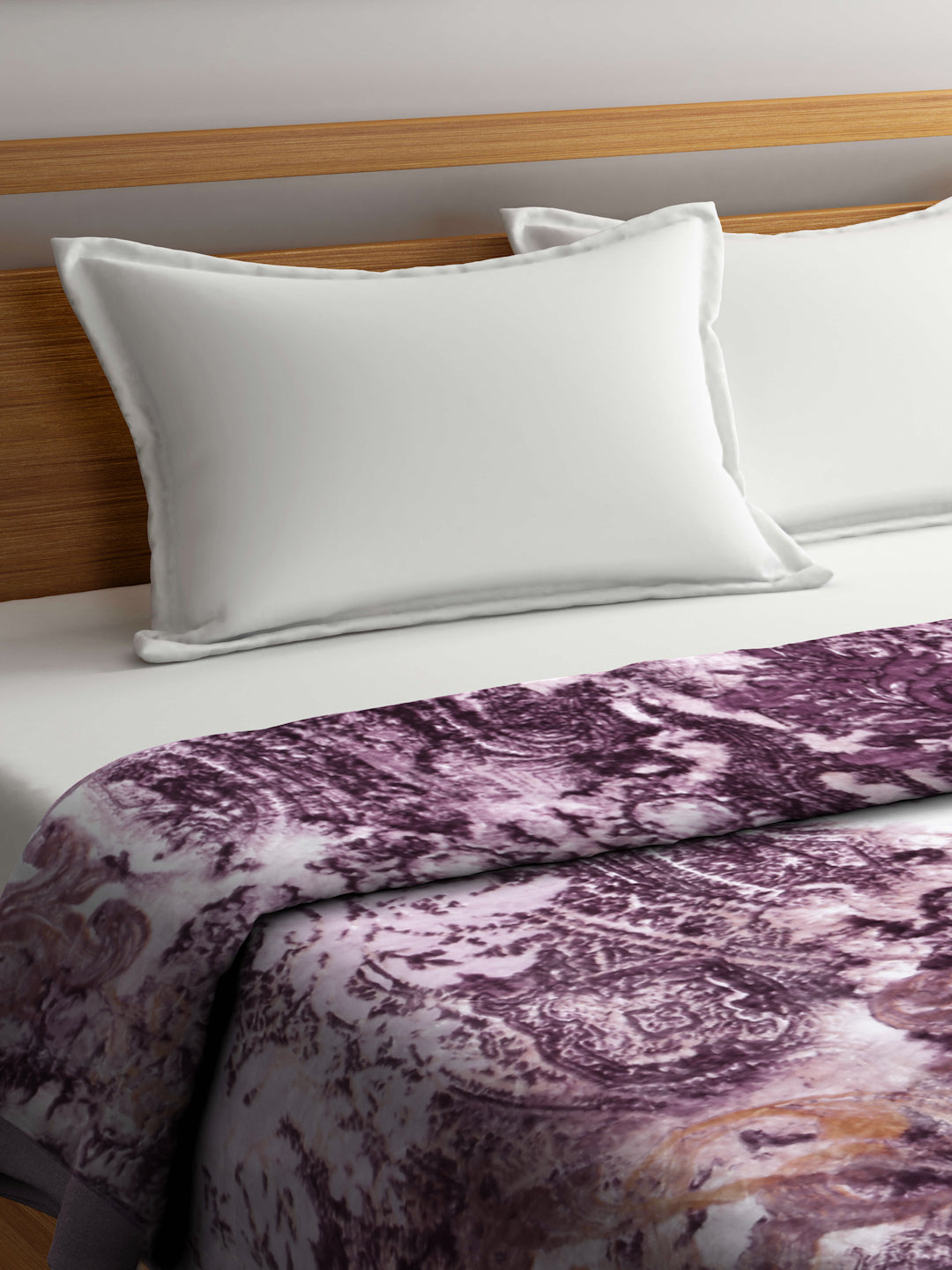 Arrabi Purple Floral Wool Blend 1100 GSM Full Size Double Bed Blanket (220 X 200 cm)