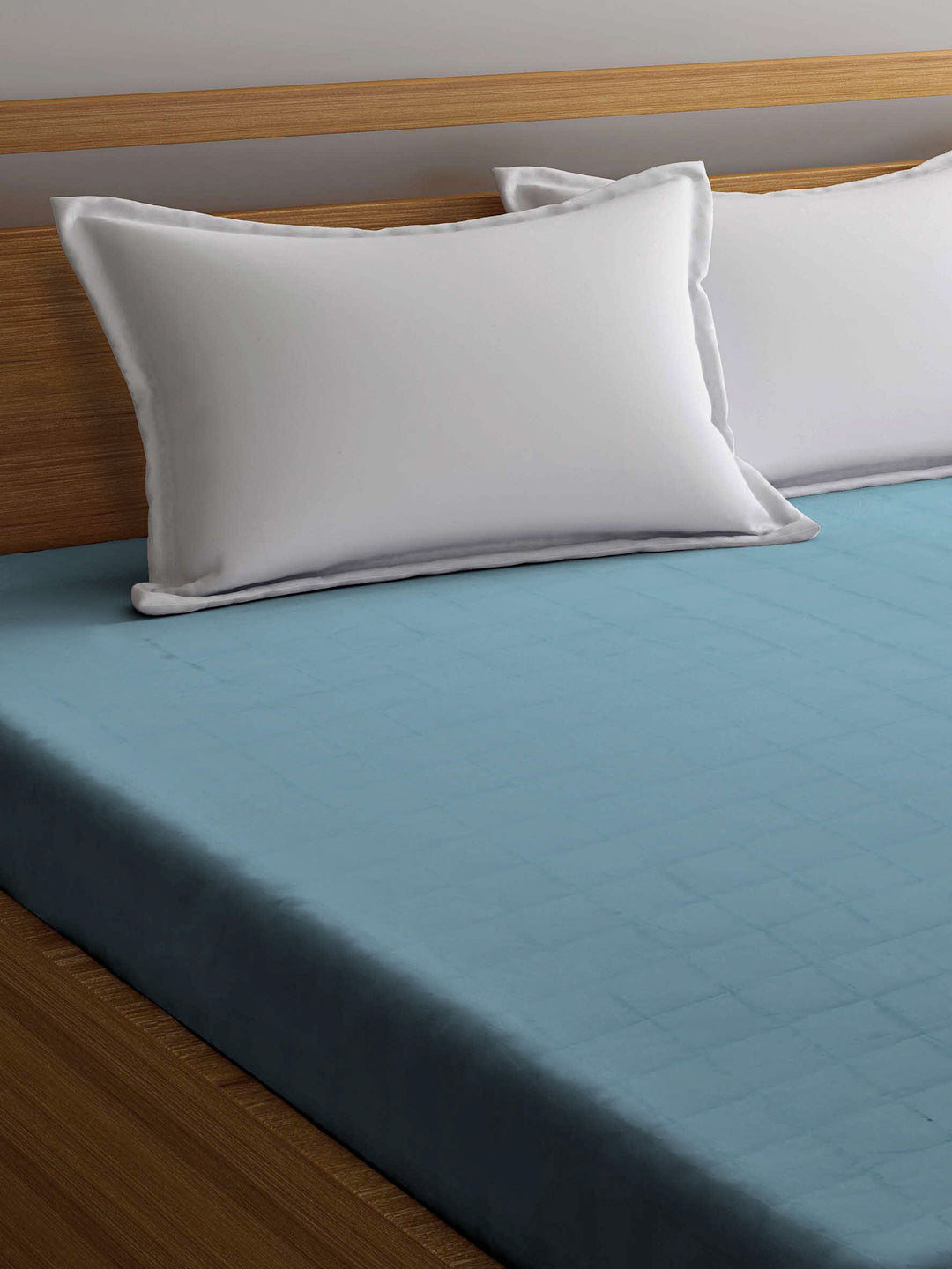 Arrabi Blue Solid TC Cotton Blend 210 GSM Double Bed Size Mattress Protector (250 X 230 cm)