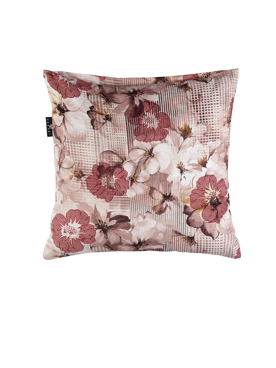 Arrabi Brown Floral TC Cotton Blend Cushion Covers (Pack of 5) (40 x 40 cm)