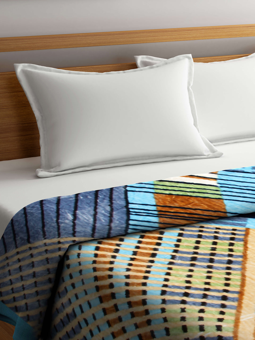 Arrabi Multi Geometric Wool Blend 900 GSM Full Size Double Bed Blanket (240 X 220 cm)