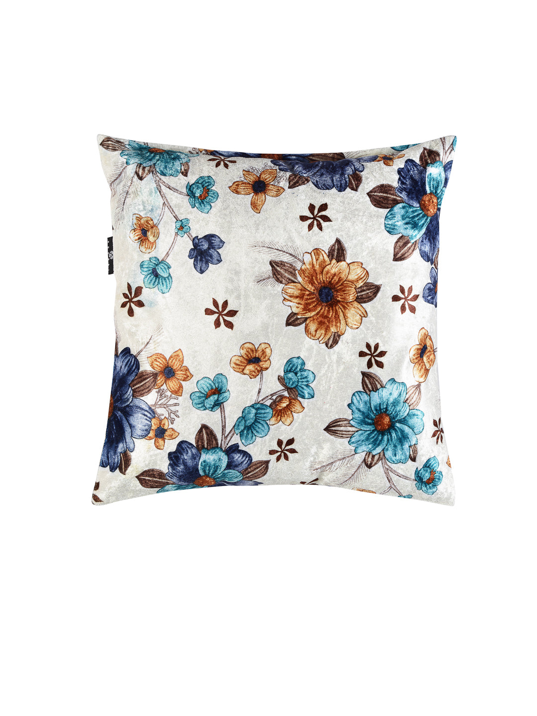 Arrabi Blue Floral TC Chenille Cotton Blend Cushion Covers (Pack of 5) (40 x 40 cm)