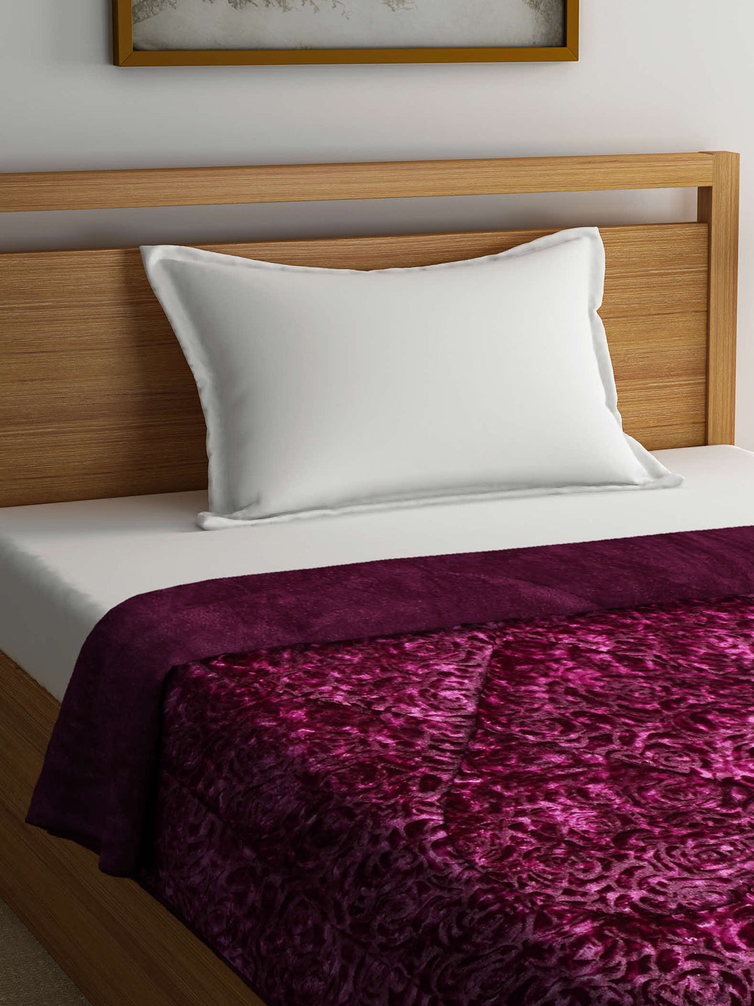 Arrabi Purple Floral Polyester Full Size 1060 GSM Single Bed Quilt (210 x 150 cm)