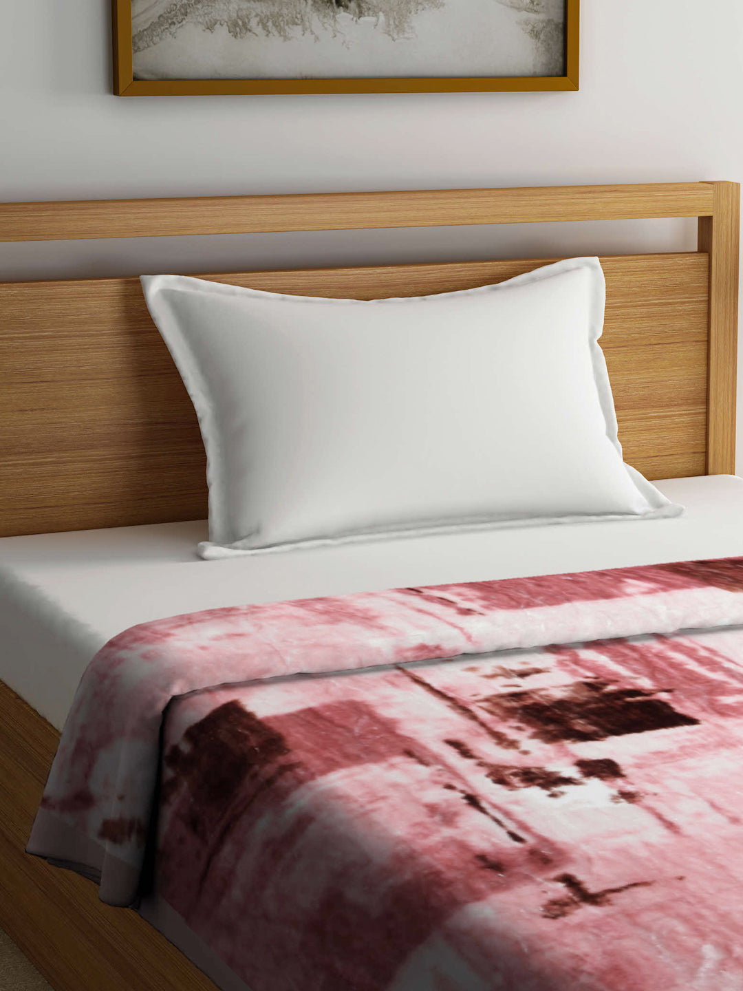 Arrabi Pink Abstract Polyester 950 GSM Full Size Single Bed Blanket (210 X 150 cm)