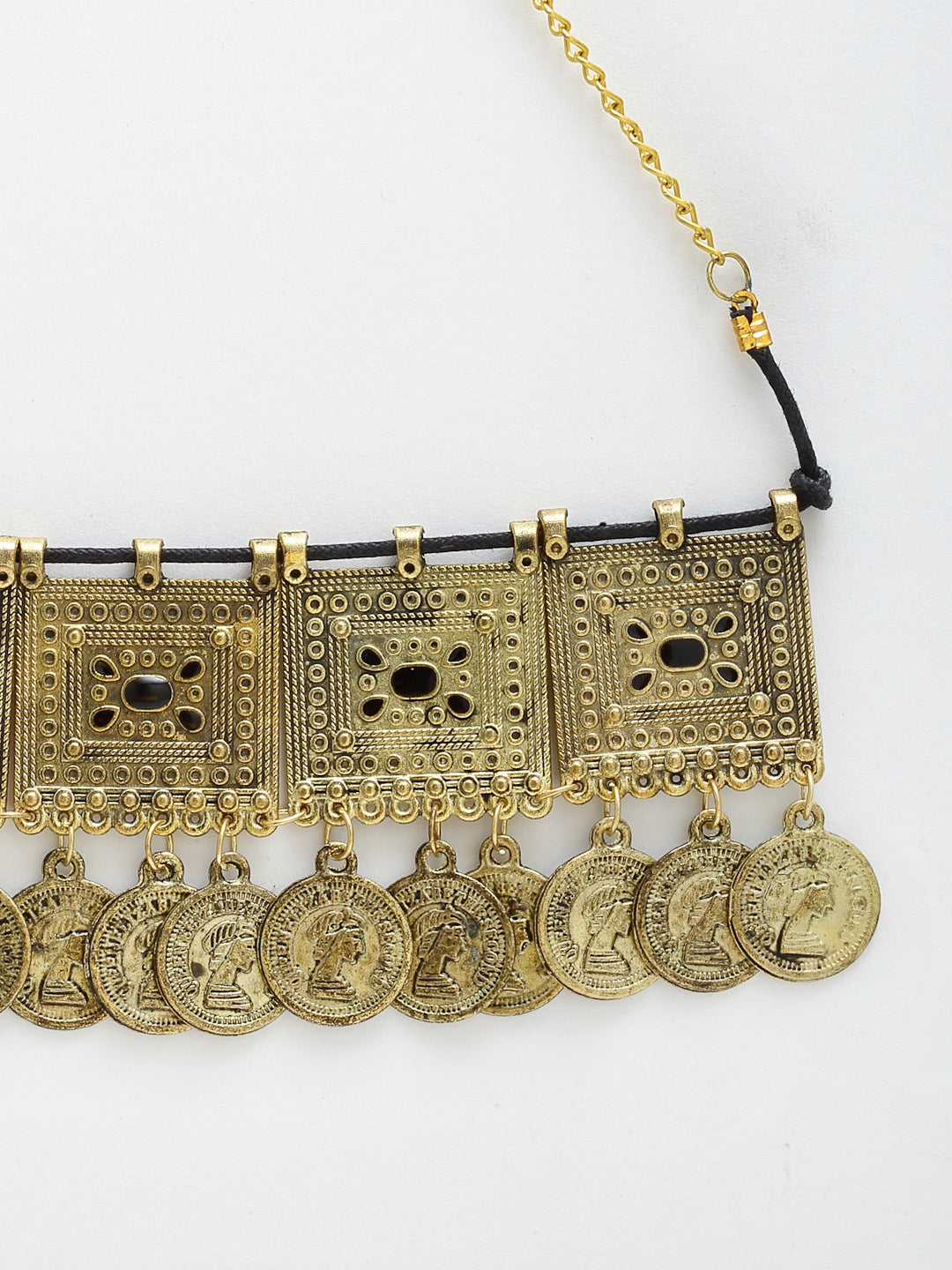 Arrabi Gold Oxidised Necklace (30 cm)