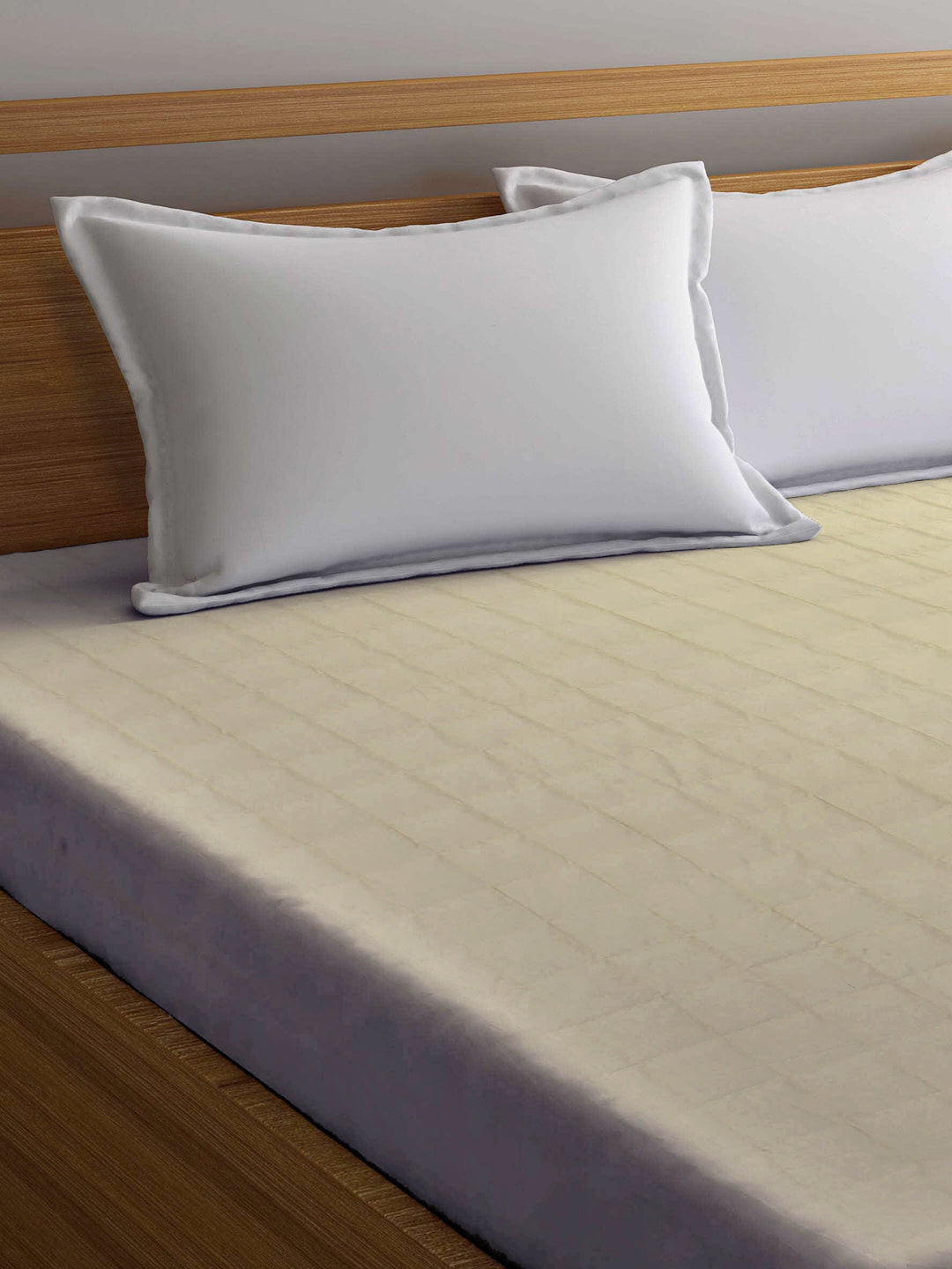 Arrabi Beige Solid TC Cotton Blend 210 GSM Double Bed Size Mattress Protector (250 X 230 cm)