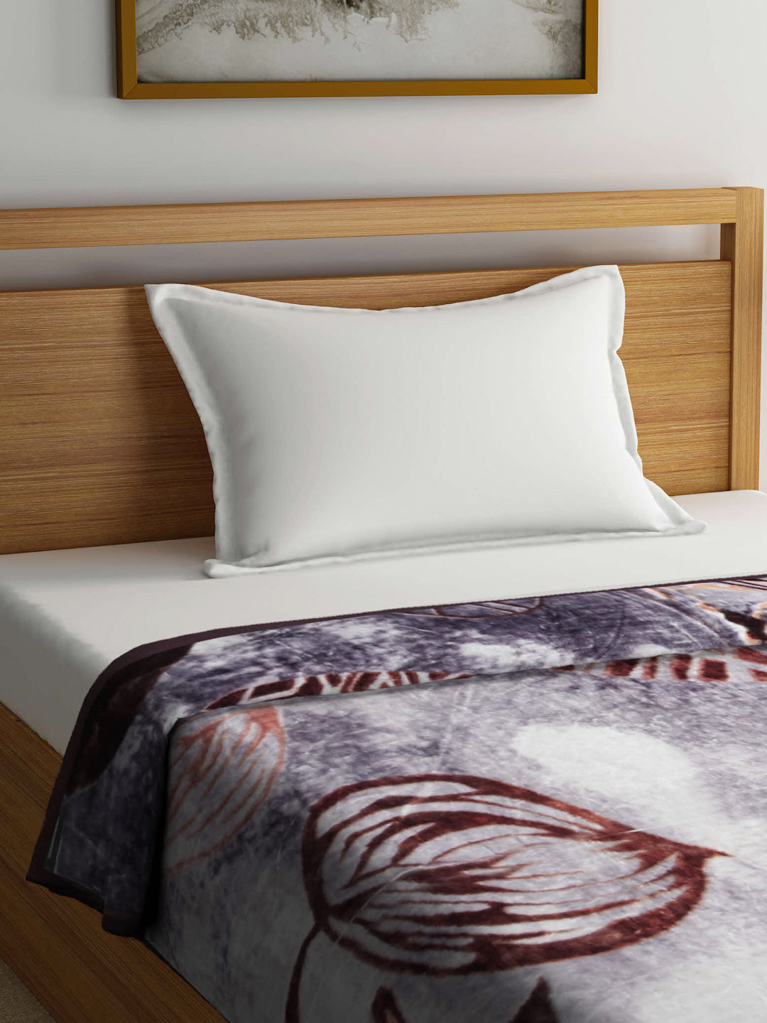 Arrabi Multi Leaf Polyester 950 GSM Full Size Single Bed Blanket (210 X 150 cm)