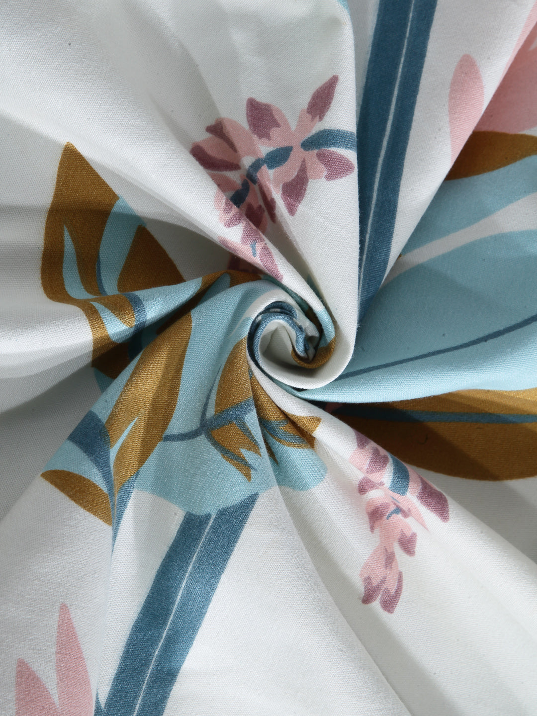Arrabi Multi Leaf TC Cotton Blend Single Size Bedsheet with 1 Pillow Cover ( 215 X 150 cm)