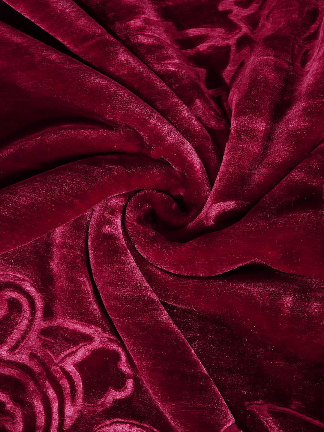 Arrabi Maroon Floral Wool Blend 950 GSM Full Size Double Bed Blanket (220 X 200 cm)