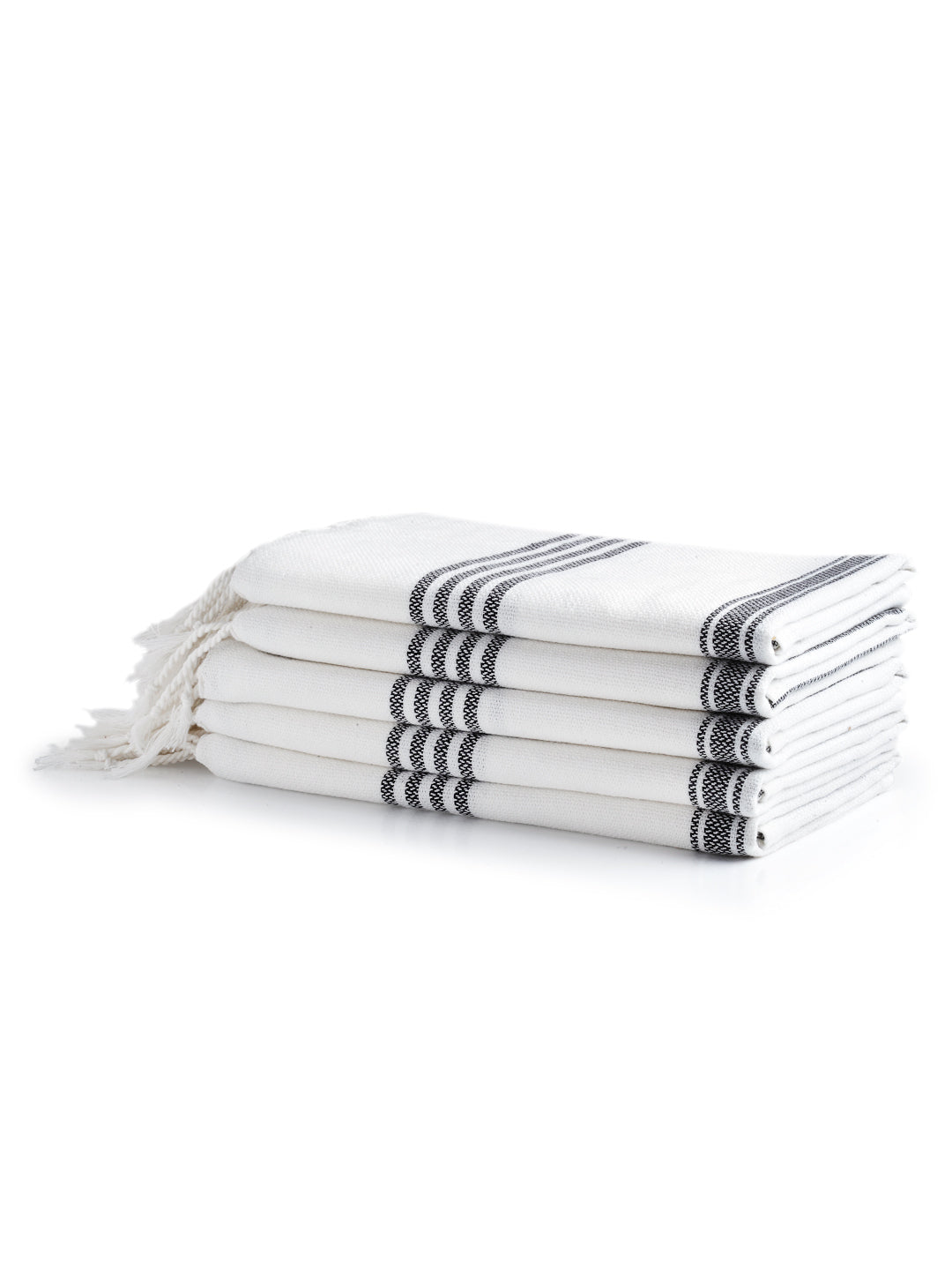 Arrabi Black Solid Handwoven Cotton Hand Towel (Set of 5) (90 X 35 cm)