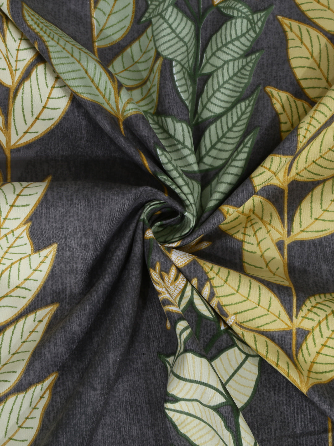 Arrabi Grey Leaf TC Cotton Blend Double King Size Bedsheet with 2 Pillow Covers (250 X 220 cm)
