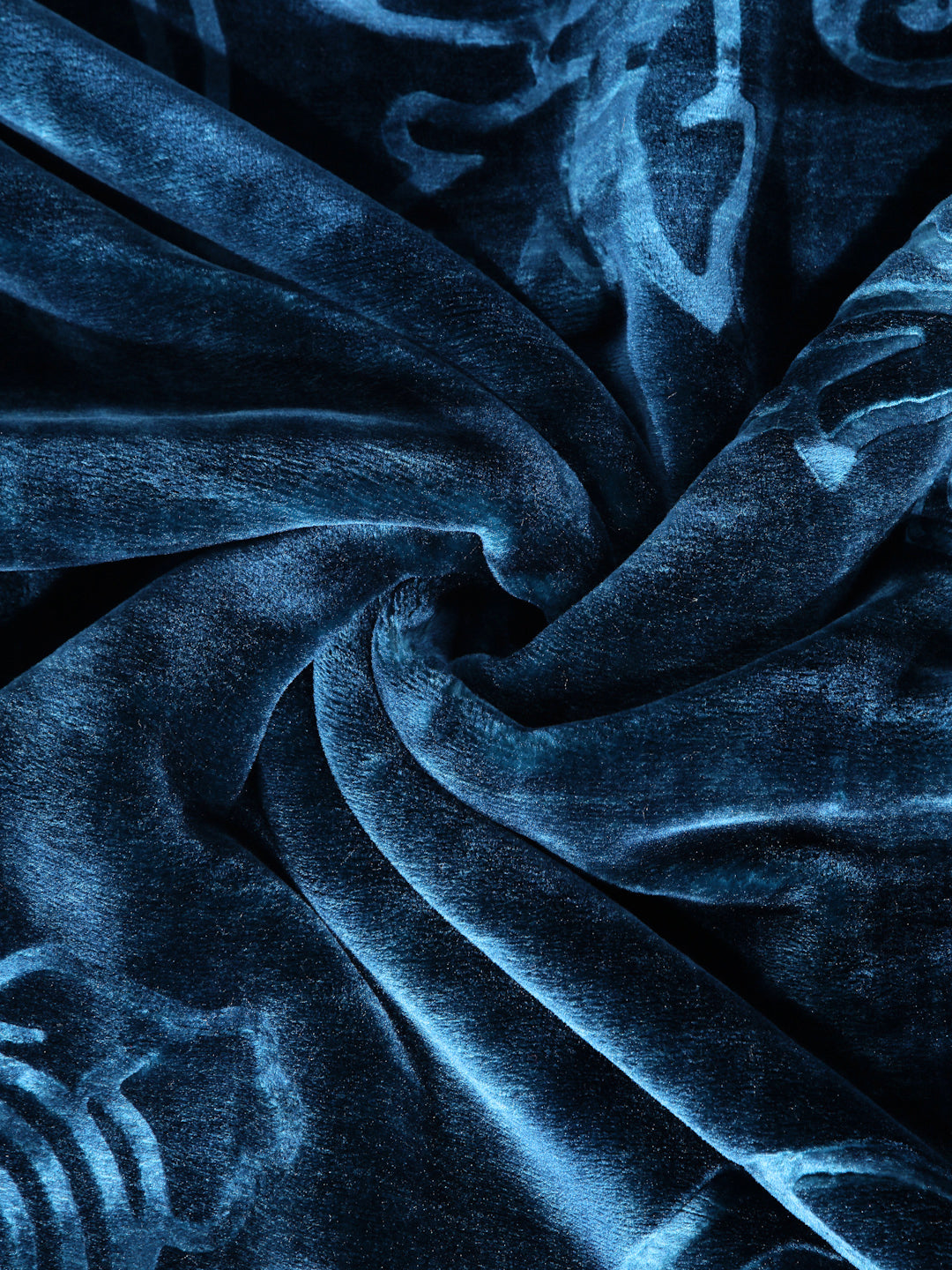 Arrabi Blue Floral Wool Blend 950 GSM Full Size Double Bed Blanket (230 X 200 cm)