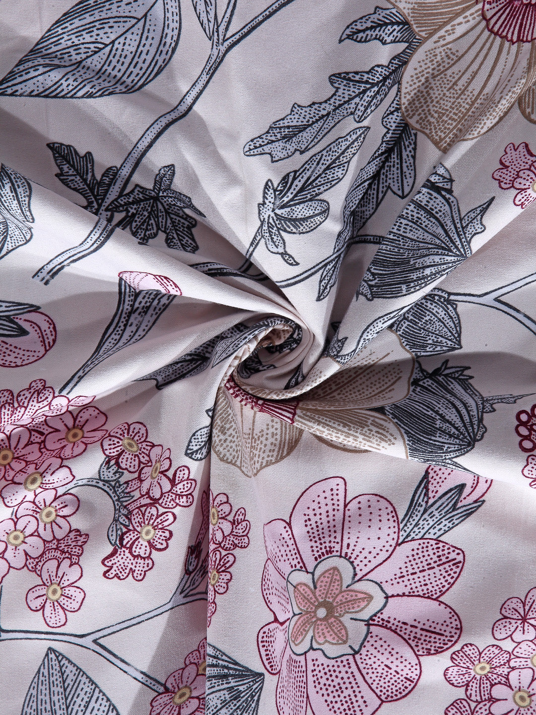 Arrabi Multi Floral TC Cotton Blend Double King Size Bedsheet with 2 Pillow Covers (270 x 260 cm)