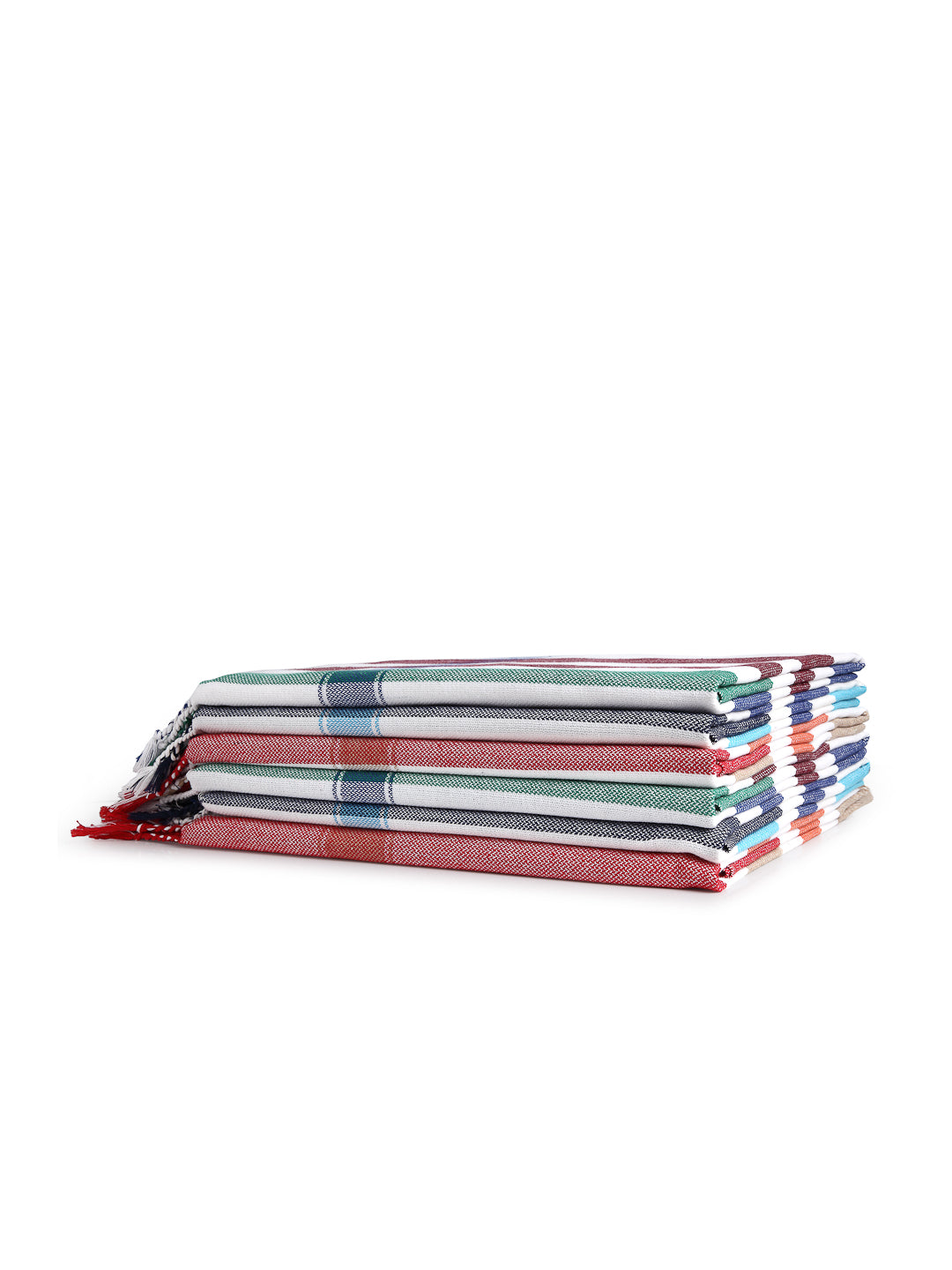 Arrabi Multi Striped Handwoven Cotton Bath Towel (Set of 6) (150 x 75 cm)