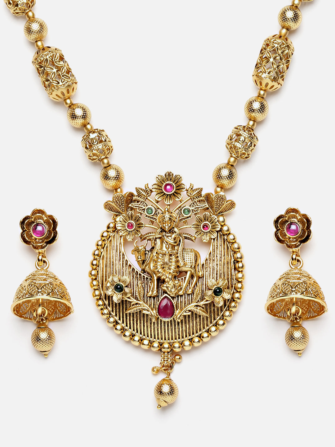 Arrabi Gold Handcrafted Jewellery Set with 2 Earrings(56 cm)