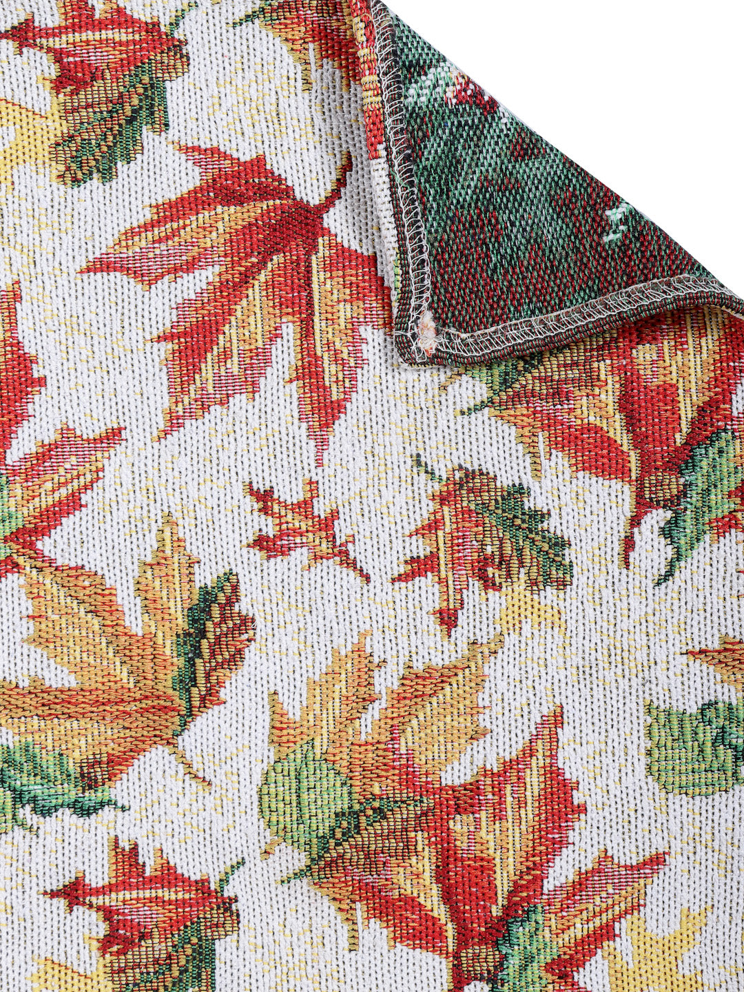 Arrabi Yellow Leaf Cotton Blend Full Size Table Mat (Pack of 6) (45 X 30 cm)