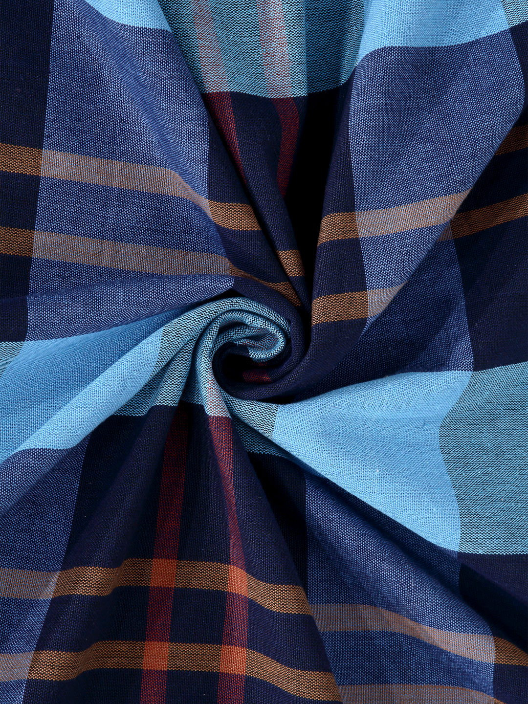 Arrabi Blue Checks Handwoven Cotton Super King Size Bedsheet with 2 Pillow Covers (270 X 270 cm)