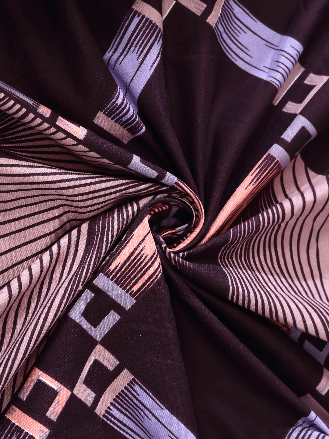 Arrabi Brown Geometric TC Cotton Blend King Size Bedsheet with 2 Pillow Covers (250 X 220 cm)