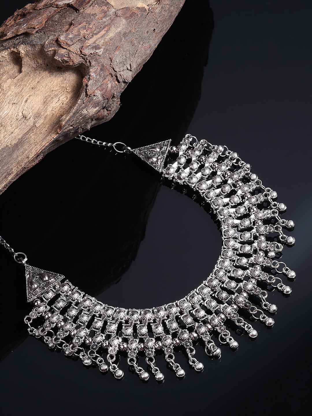 Arrabi Metallic Oxidised Necklace (30 cm)