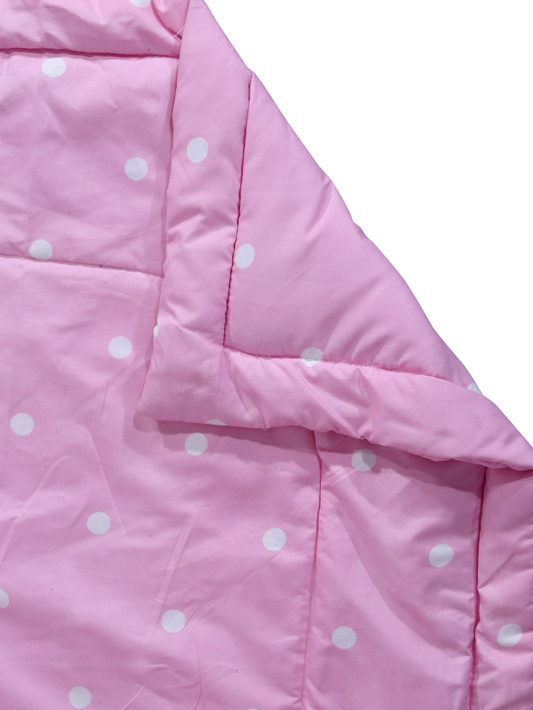 Arrabi Pink Polka dot TC Cotton Blend Double Size Comforter Bedding Set with 2 Pillow Cover