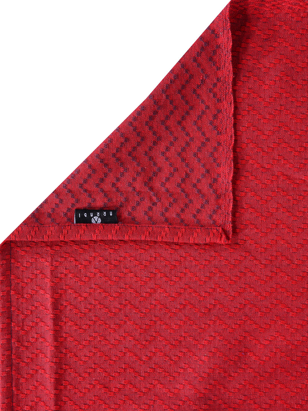 Arrabi Red Geometric Handwoven Cotton King Size Bedsheet with 2 Pillow Covers (260 X 230 cm)