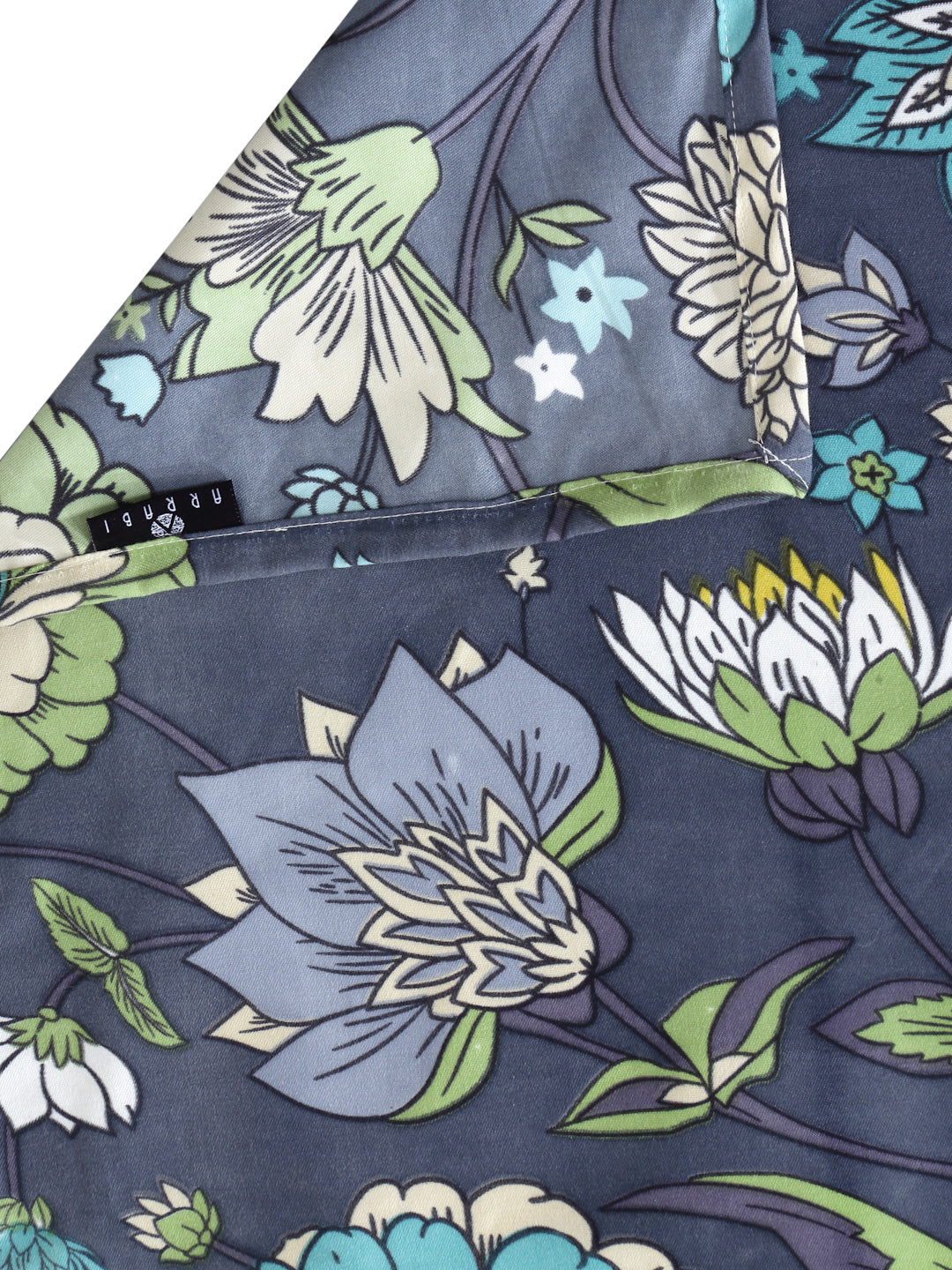 Arrabi Grey Floral TC Cotton Blend Super King Size Bedsheet with 2 Pillow Covers (270 X 260 cm)