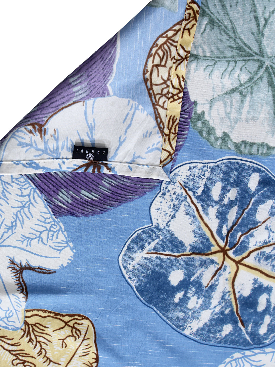 Arrabi Blue Leaf TC Cotton Blend Super King Size Bedsheet with 2 Pillow Covers (270 X 260 cm)