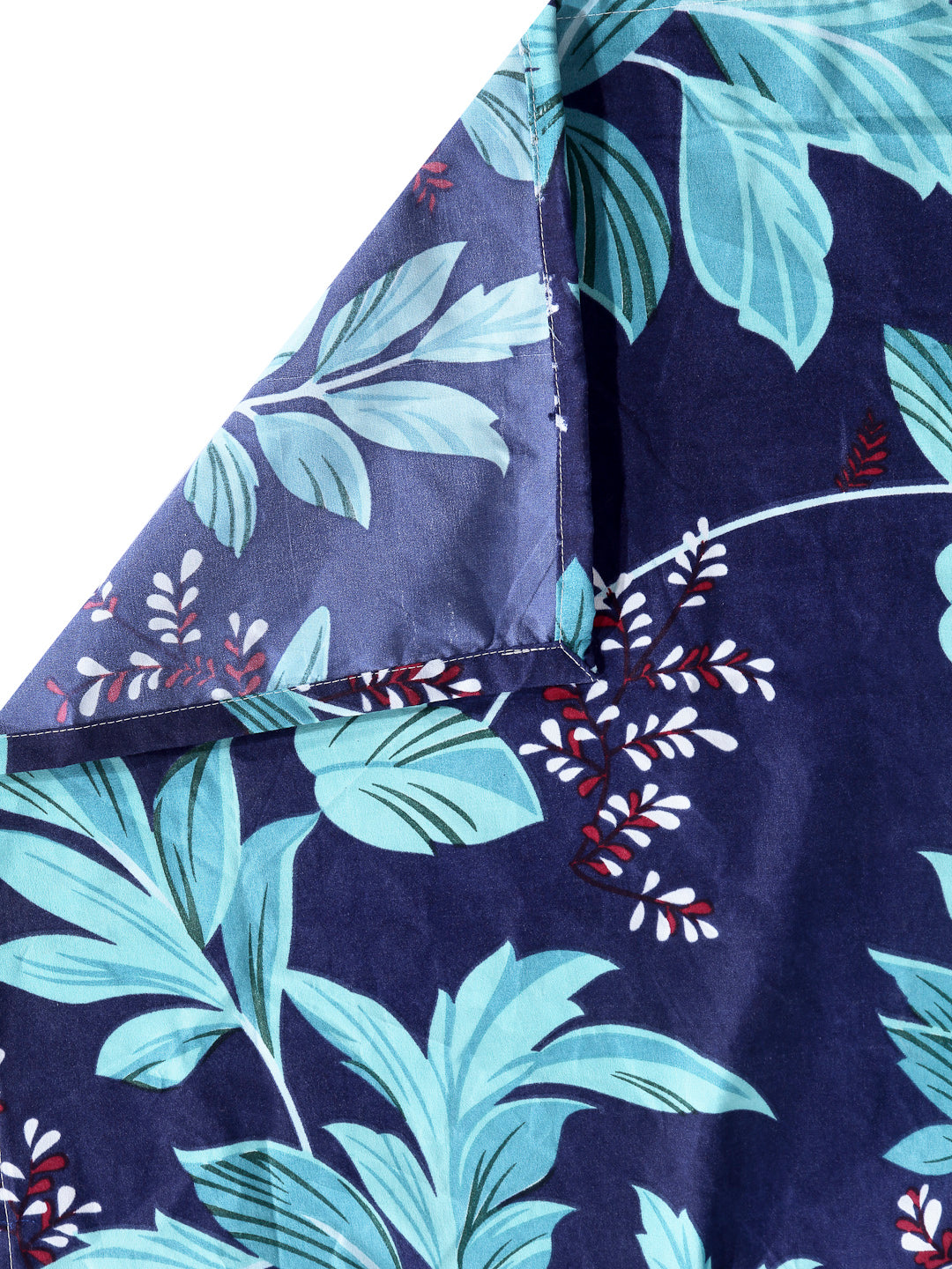 Arrabi Blue Leaf TC Cotton Blend Double Size Bedsheet with 2 Pillow Cover