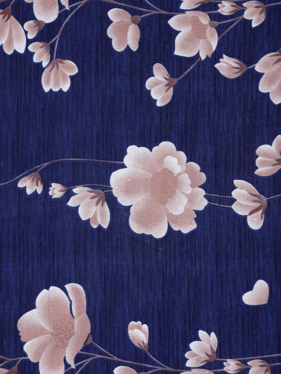 Arrabi Blue Floral TC Cotton Blend Single Size Bedsheet with 1 Pillow Cover (220 X 150 cm)