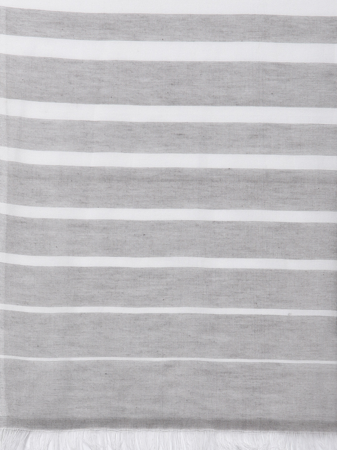 Arrabi Grey Stripes Handwoven Cotton Full Size Stole (185 x 85 cm)
