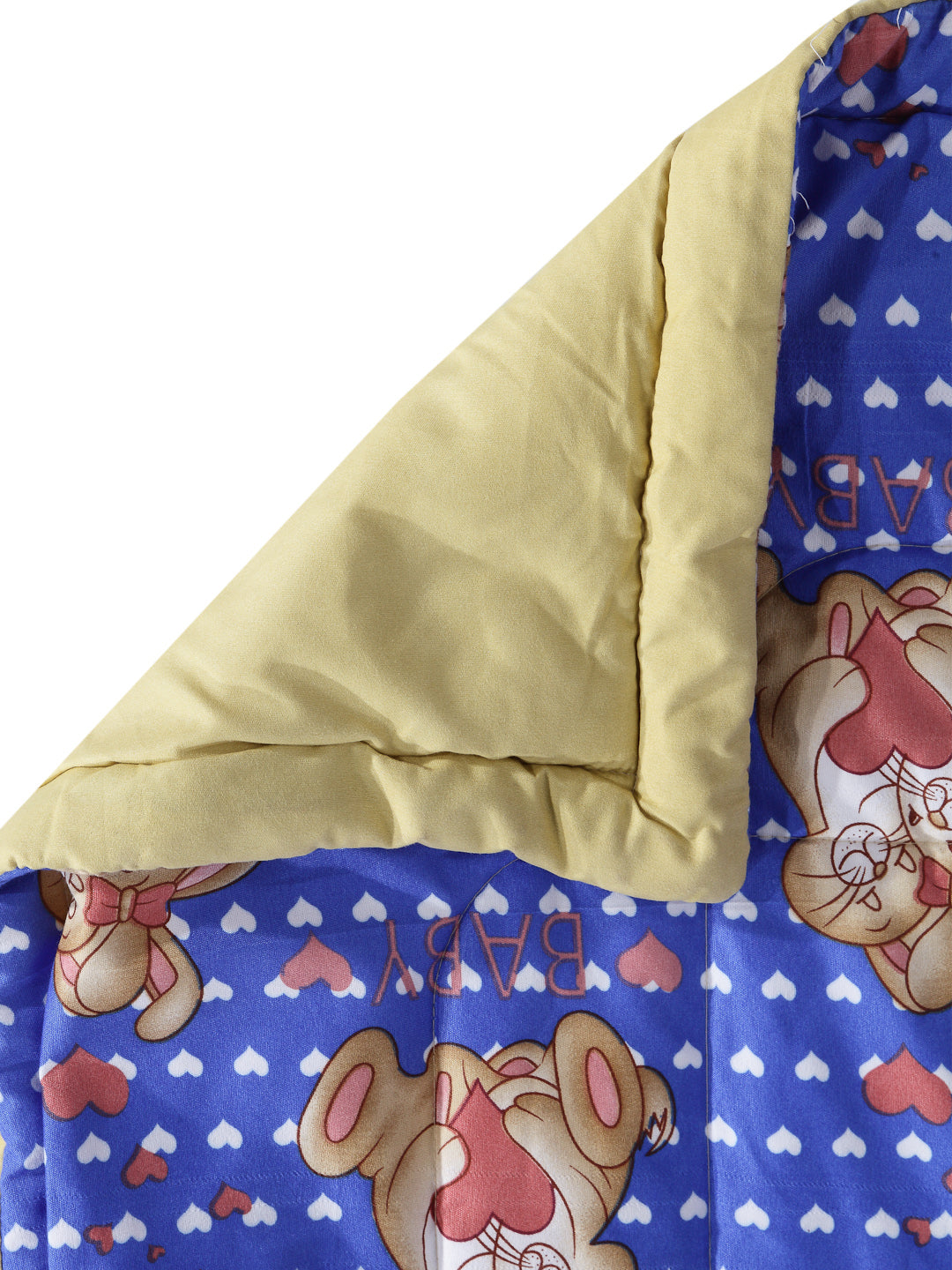 Arrabi Blue Cartoon Cotton Blend Double Size Comforter Bedding Set with 2 Pillow Cover (235 x 215 cm)
