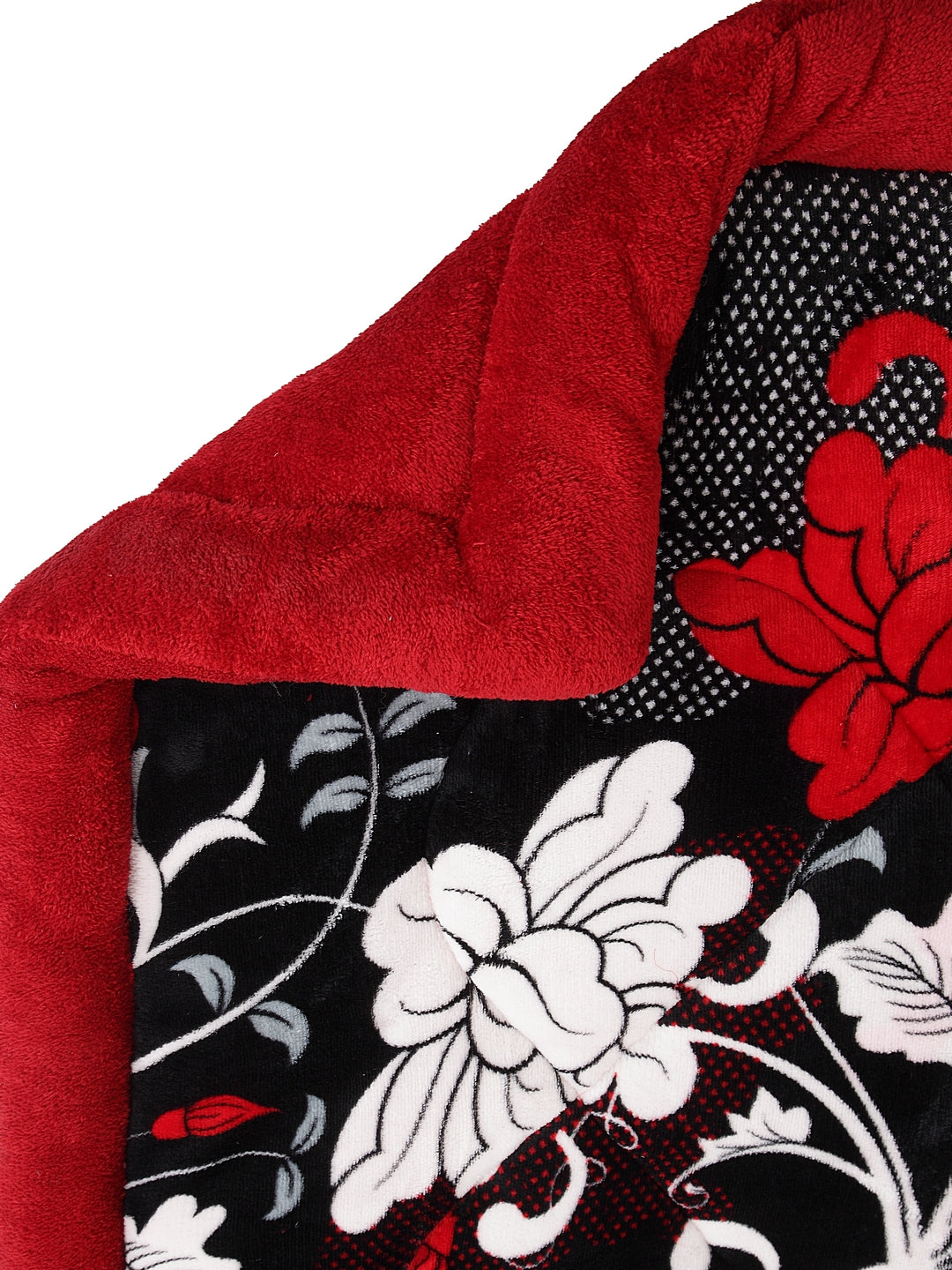 Arrabi Black Floral Polyester King Size 950 GSM Double Quilt (230 X 220 cm)