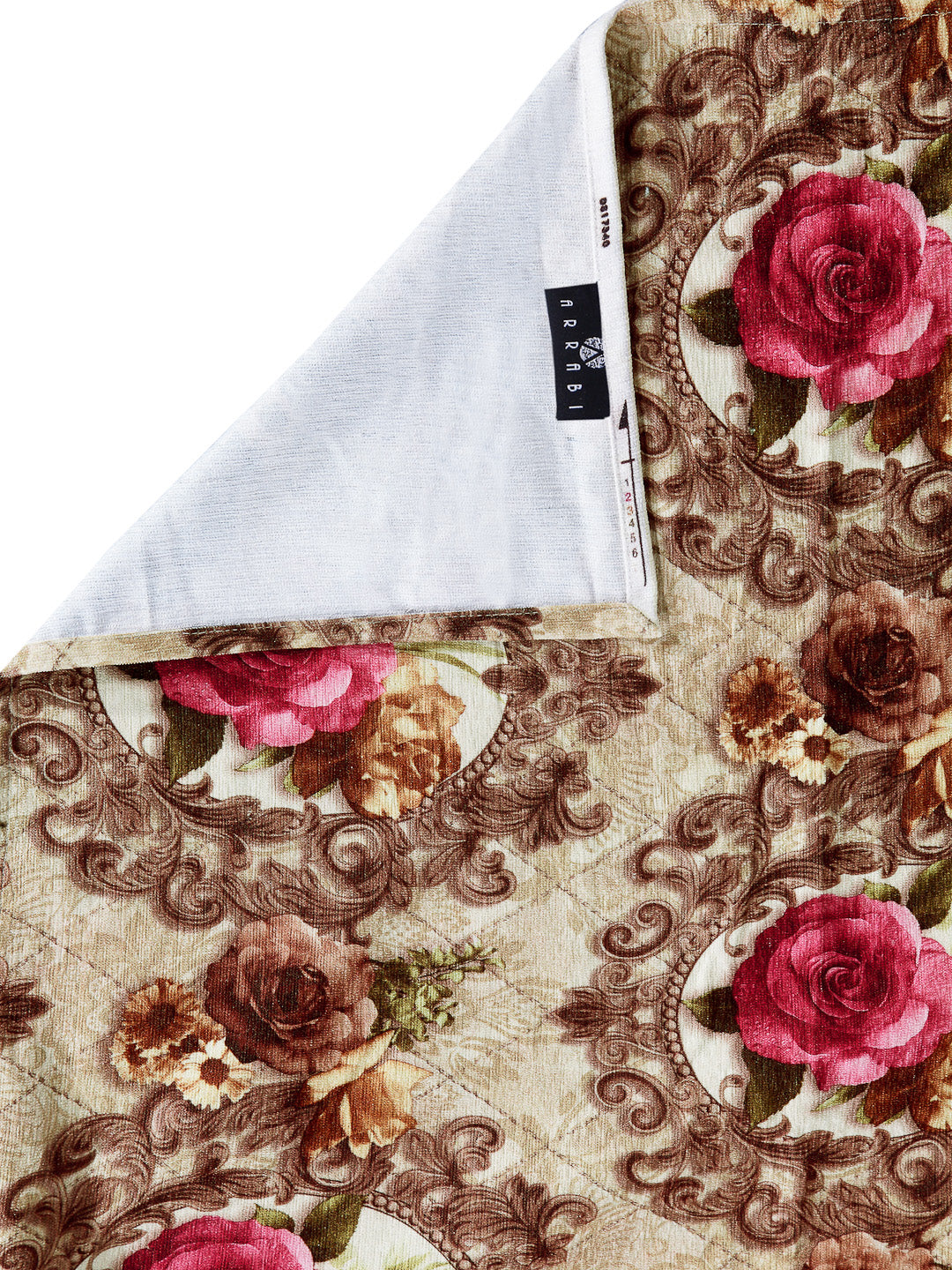 Arrabi Brown Floral TC Cotton Blend 6 Seater Table Cover (180 x 130 cm)