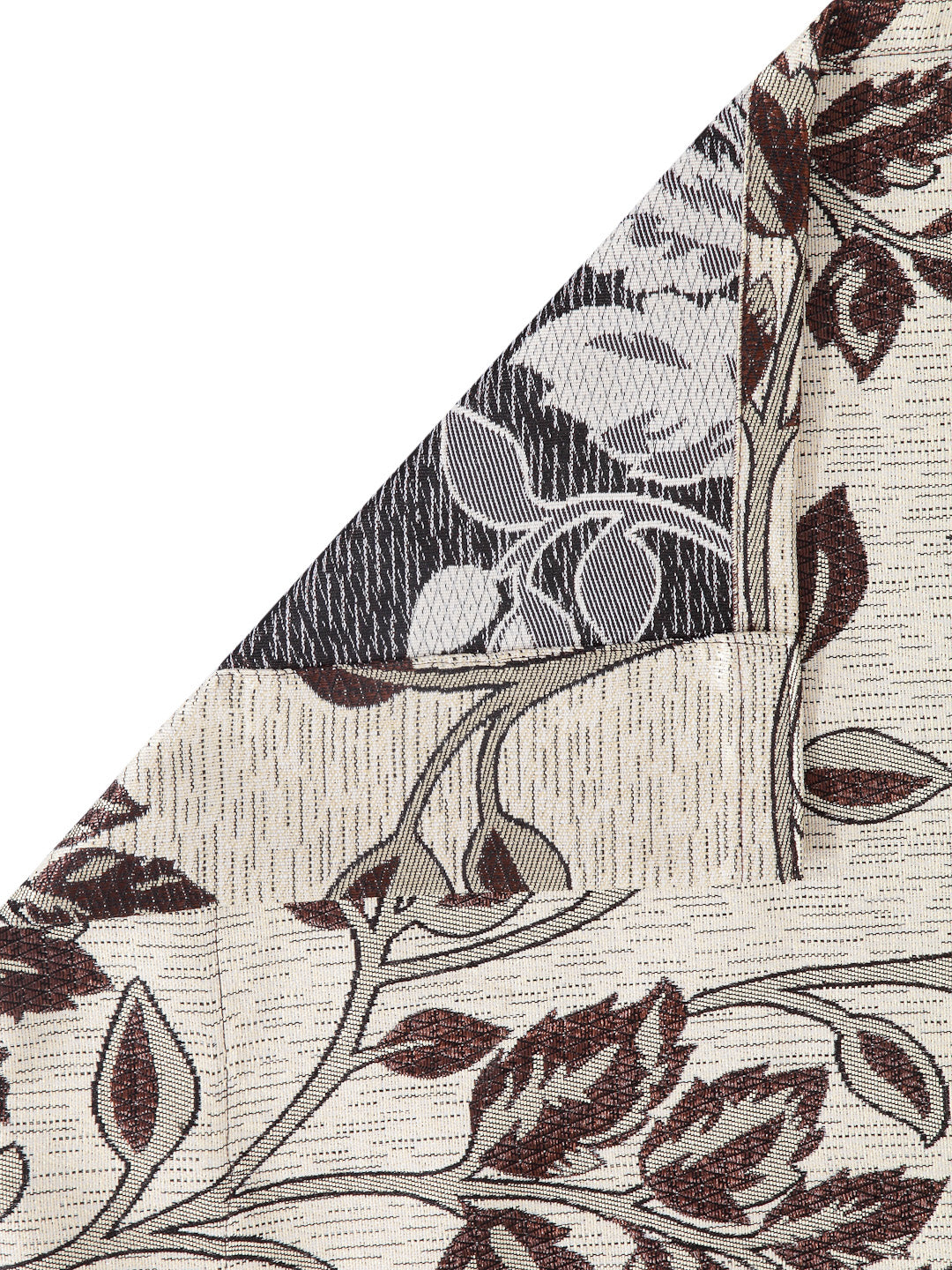 Arrabi Brown Leaf Print TC Cotton Blend Set of 2 Window Curtains (215 X 120 cm)