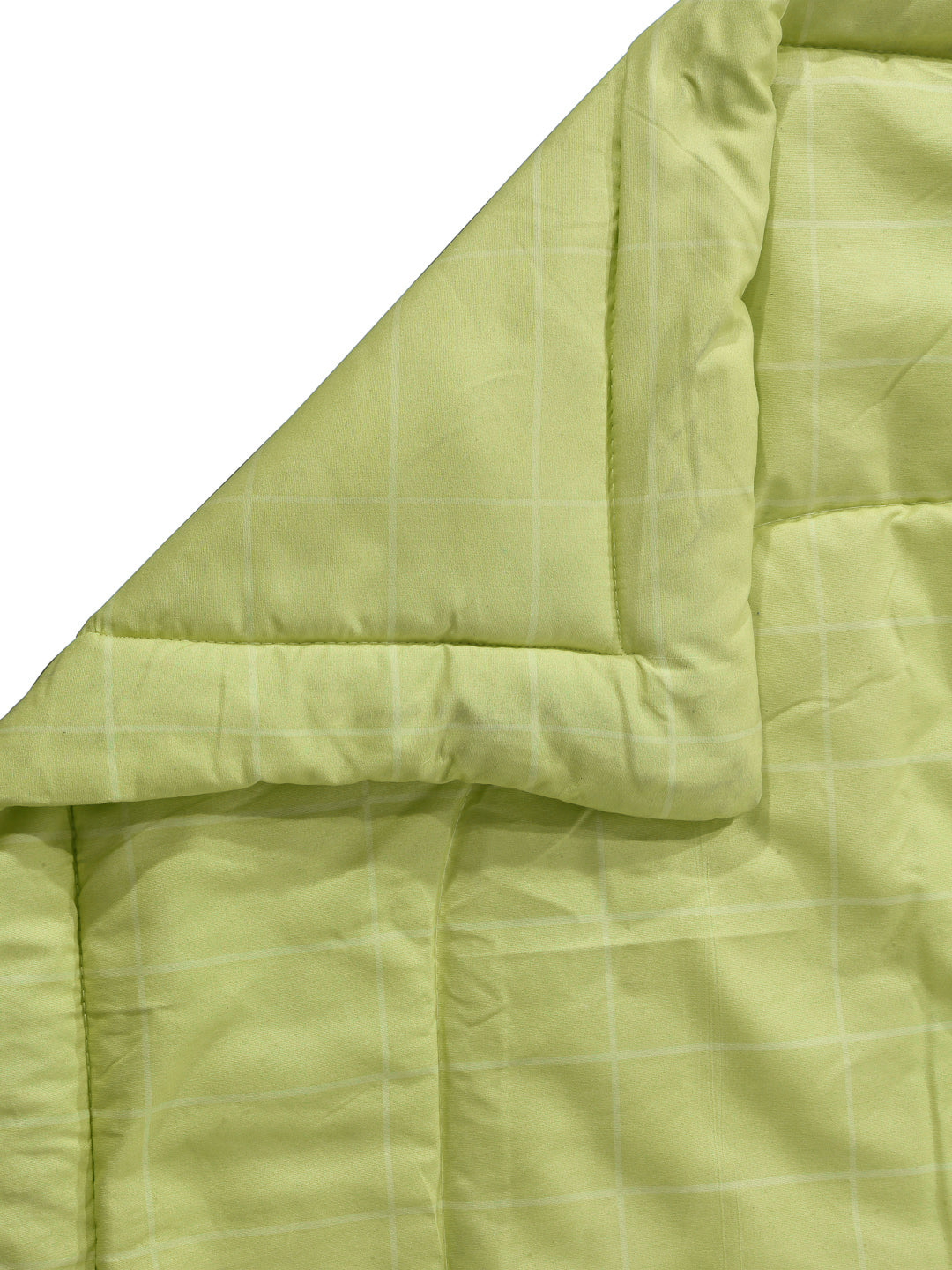 Arrabi Green Check TC Cotton Blend Double Size Comforter Bedding Set with 2 Pillow Cover