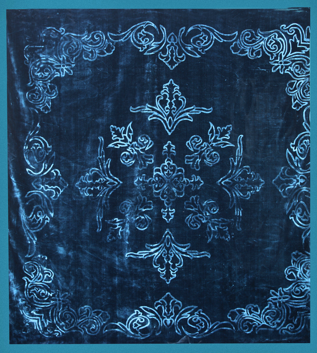 Arrabi Blue Floral Wool Blend 950 GSM Full Size Double Bed Blanket (230 X 200 cm)